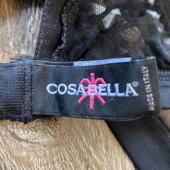 Cosabella Black Cut Velvet & Nude Mesh Fishnet Pattern Underwire Bra - Picture 5 of 5